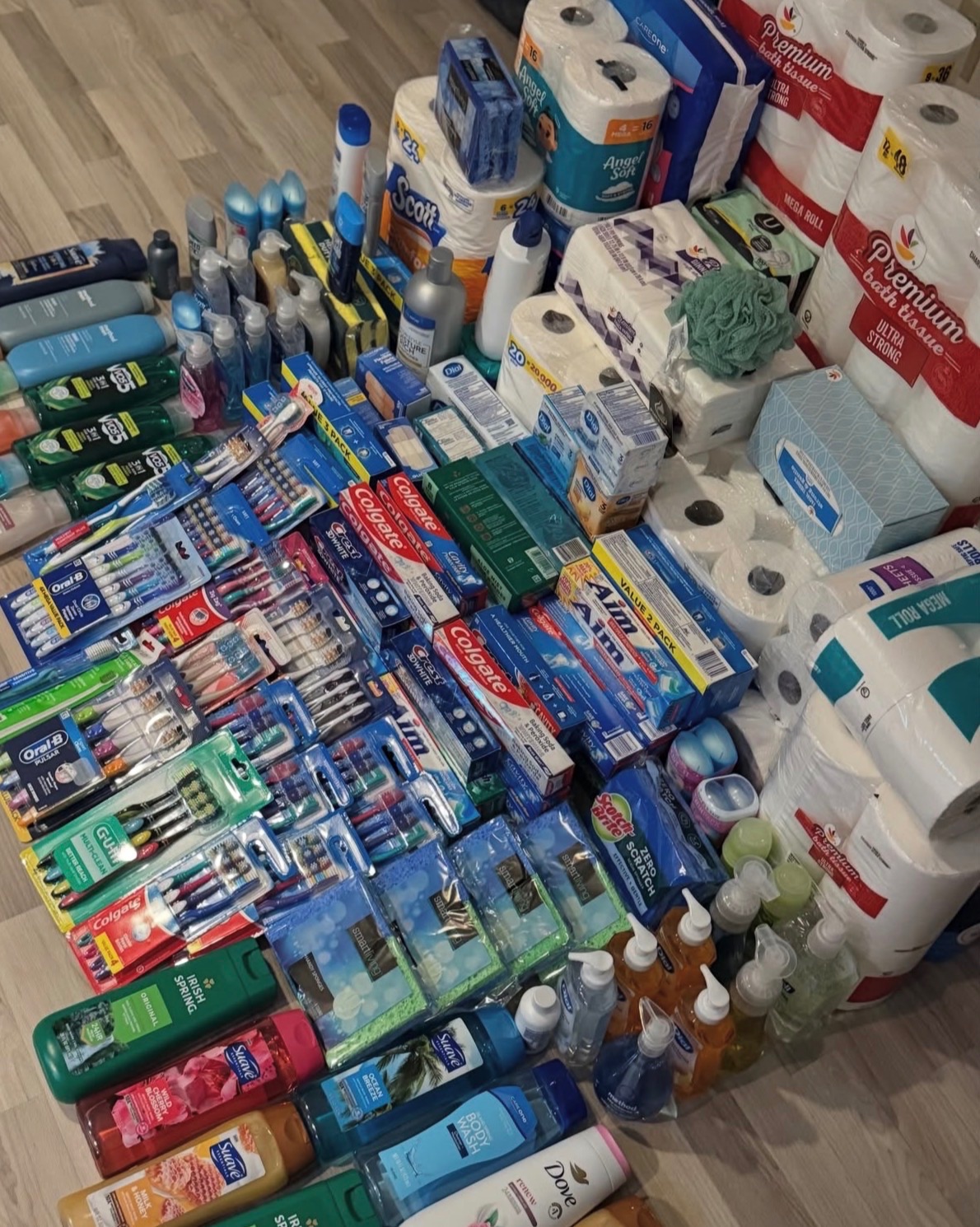 Donated essential supplies collected for the drive